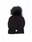 Warm winter hat with a pompom, black C37 - Online store - Boutique